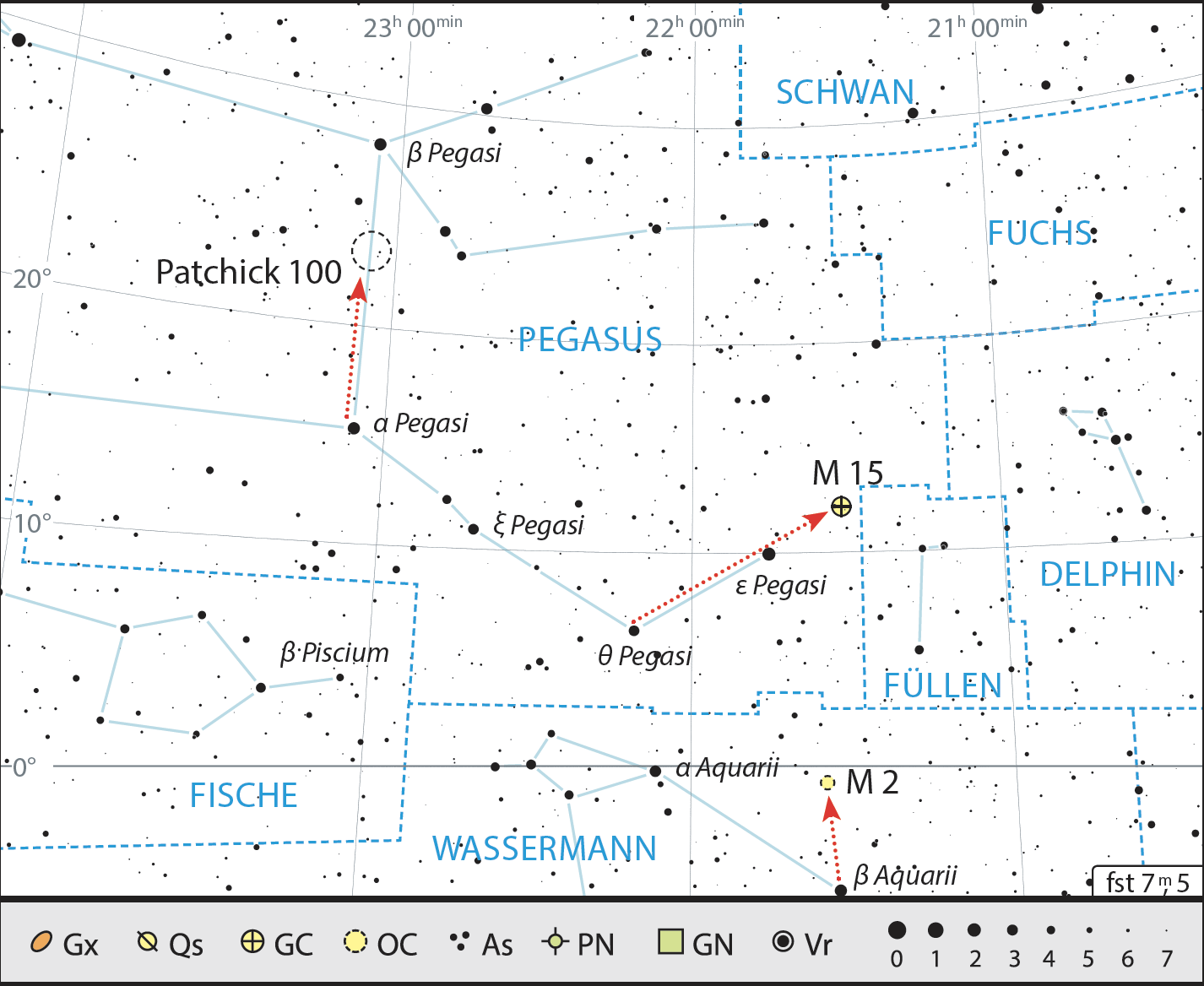 We need to cover great distances on this binocular tour, in order to find interesting objects around the constellation of Pegasus. J. Scholten