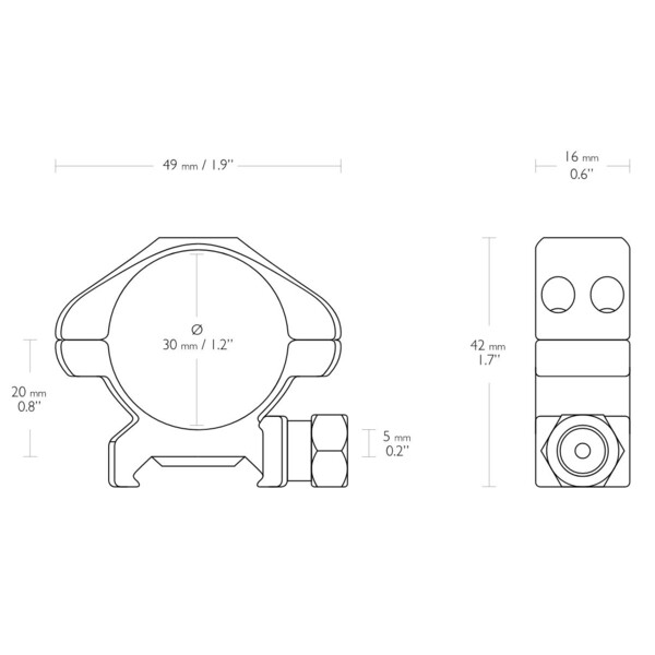 HAWKE Precision steel ring mount Weaver screw 30mm low