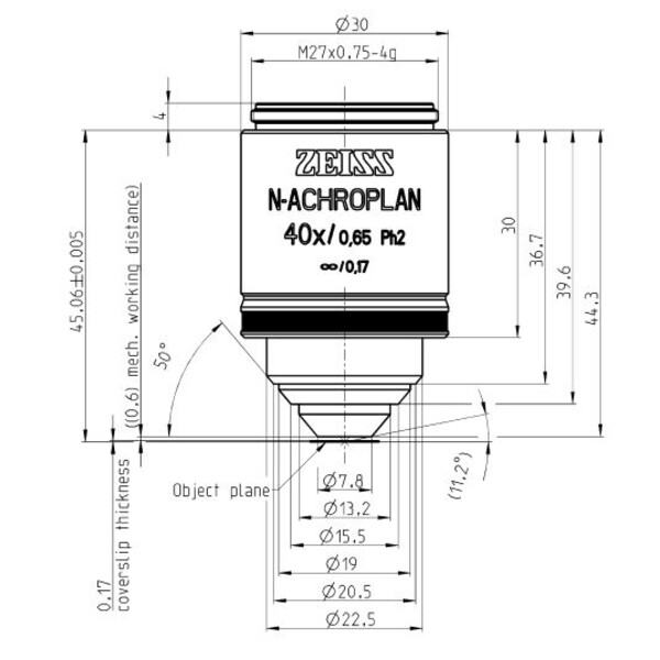 ZEISS Objective N-Achroplan 40x/0.65 Ph2 M27