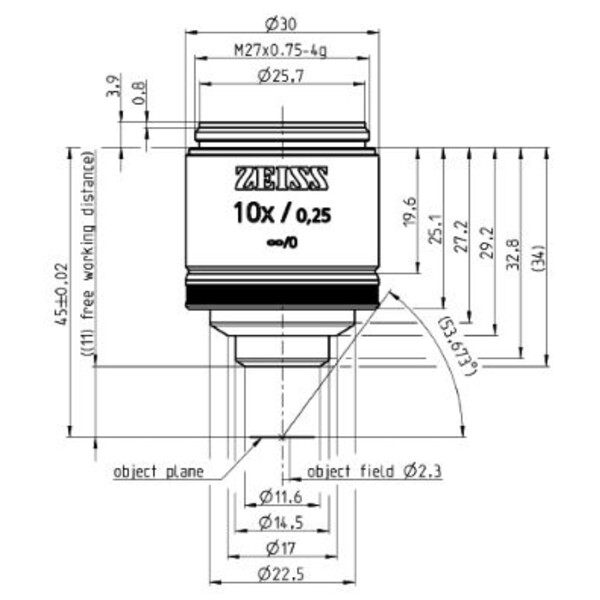 ZEISS Objective EC Epiplan 10x/0.25 M27