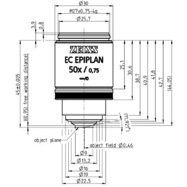 ZEISS Objective EC Epiplan 50x/0.75 M27