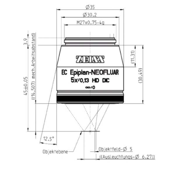 ZEISS Objective EC Epiplan-Neofluar, HD, DIC, 5x/0,13 wd=14,5