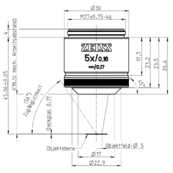 ZEISS Objective Lens EC Plan-Neofluar, 5x/0.16 wd= 8.5mm