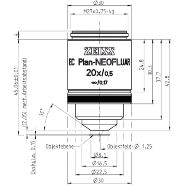 ZEISS Objective Objektiv EC Plan-Neofluar, 20x/0,50 wd=2,0mm