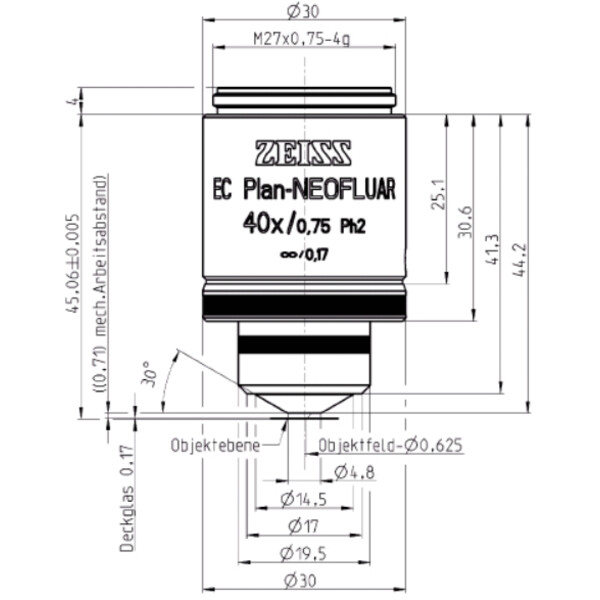 ZEISS Objective EC Plan-Neofluar,Ph2 , 40x/0.75, wd=0.71