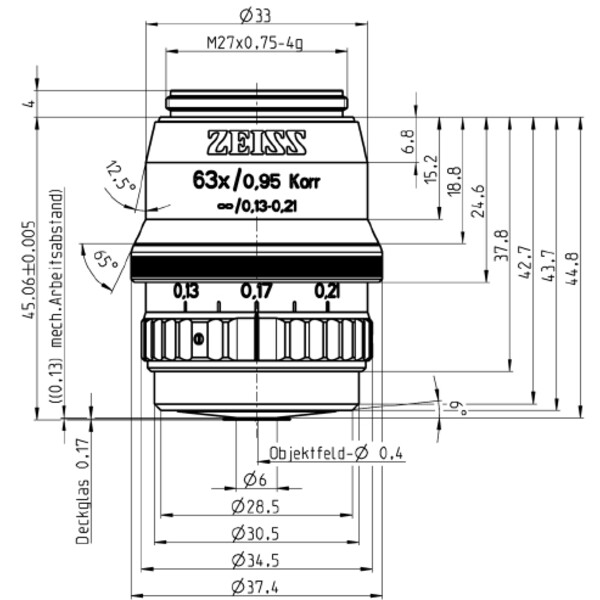 ZEISS Objective lens EC Plan-Neofluar, 63x/0.95 corr wd=0.12