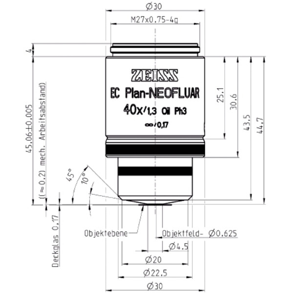 ZEISS Objective EC Plan-Neofluar, Ph3, 40x/1.30 Oil wd=0.21mm