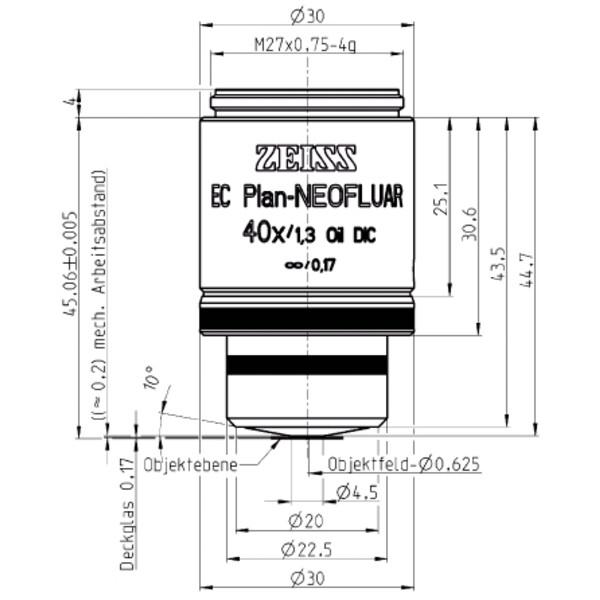 ZEISS Objective EC Plan-Neofluar, DIC , 40x/1.30 Oil, wd=0.21mm