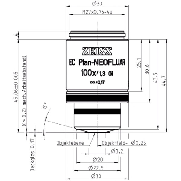 ZEISS Objective Objektiv EC Plan-Neofluar,  Ph3 , 63x/1,25 Oil, wd=0,10mm