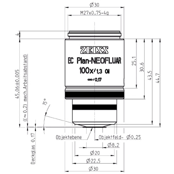 ZEISS Objective EC Plan-Neofluar, 100x/1.30 Oil wd=0.20mm