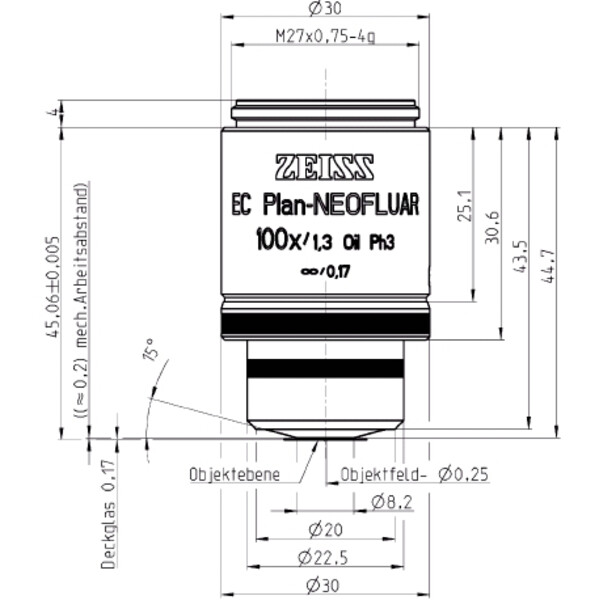 ZEISS Objective EC Plan-Neofluar, Ph3 , 100x/1.30 Oil wd=0.20mm