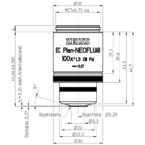 ZEISS Objective Objektiv EC Plan-Neofluar, POL, 100x/1,30 Oil  wd=0,20mm