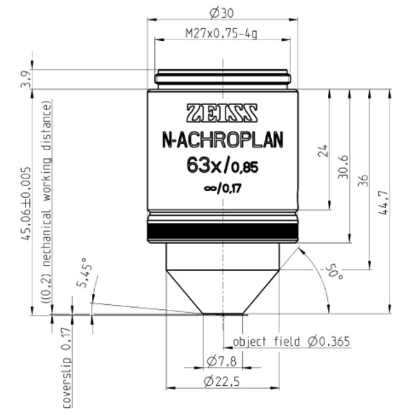 ZEISS Objective N-Achroplan 63x/0.85 wd=0.20mm