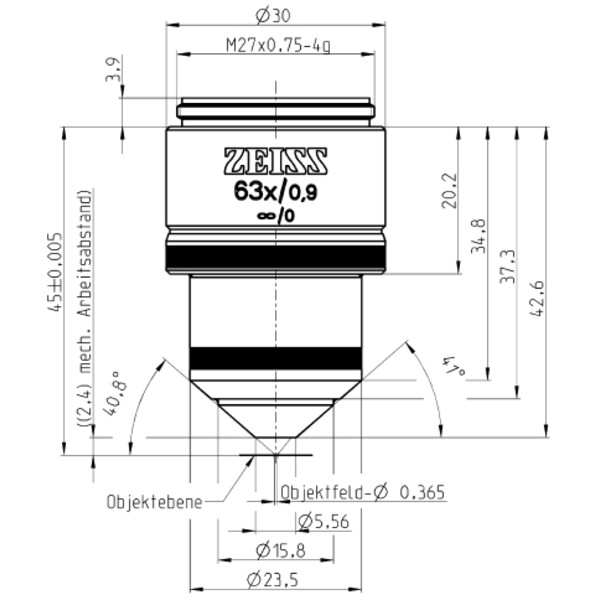 ZEISS Objective W N-Achroplan 63x/0.9 wd=2.4mm