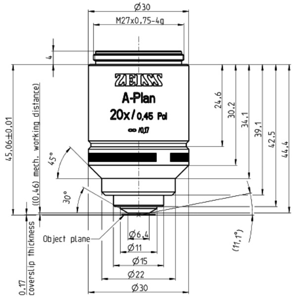 ZEISS Objective A-Plan 20x/0.45 Pol wd=0.46mm