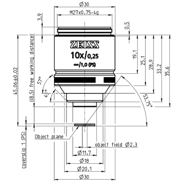 ZEISS Objective LD A-Plan 10x/0.25 wd=8.5mm