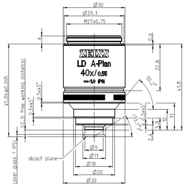 ZEISS Objective LD A-Plan 40x/0.55 wd=2.3mm