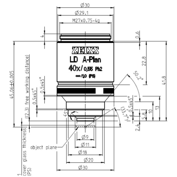 ZEISS Objective Objektiv LD A-Plan 40x/0,55 Ph2 wd=2,3mm