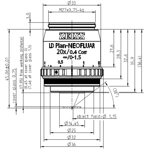 ZEISS Objective LD Plan-Neofluar 20x/0.4 Korr wd=8.4mm