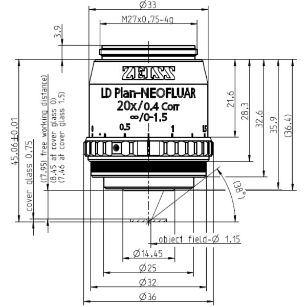 ZEISS Objective LD Plan-Neofluar 20x/0.4 Korr Ph1 Ph2- wd=8.4mm