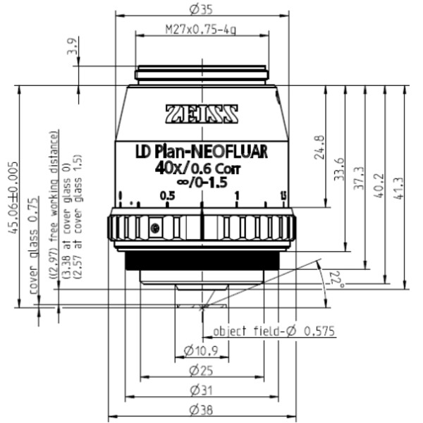 ZEISS Objective LD Plan-Neofluar 40x/0.6 Corr wd=3.3mm