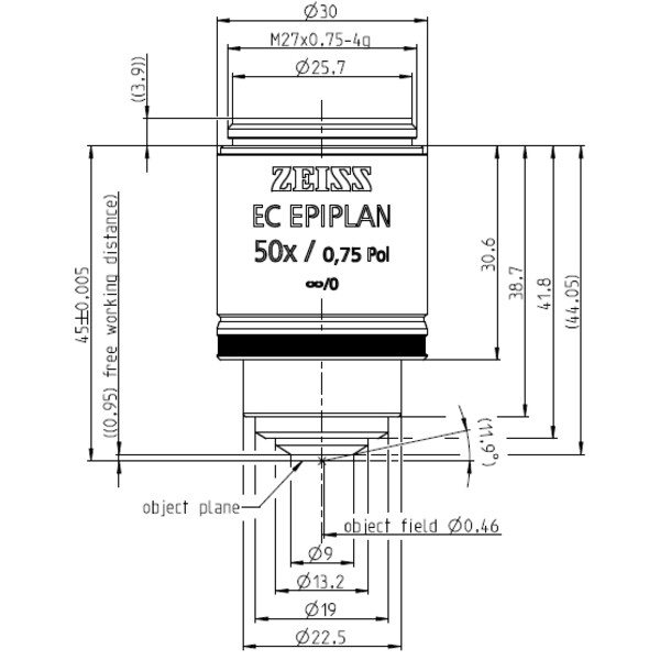 ZEISS Objective EC Epiplan 50x/0.75 Pol wd=1.0mm