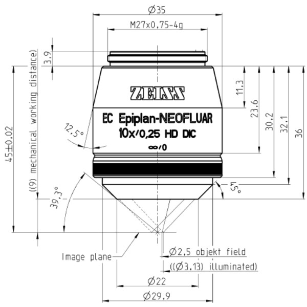 ZEISS Objective EC Epiplan-Neofluar 10x/0.25 HD DIC wd=9.0mm