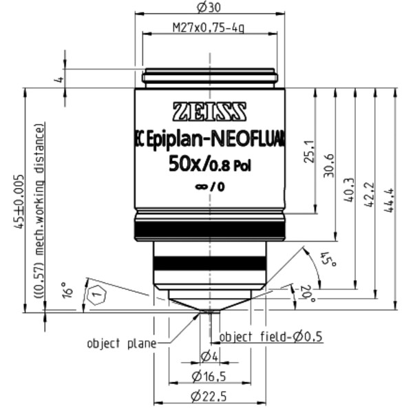 ZEISS Objective EC Epiplan-Neofluar 50x/0.8 Pol wd=0.57mm