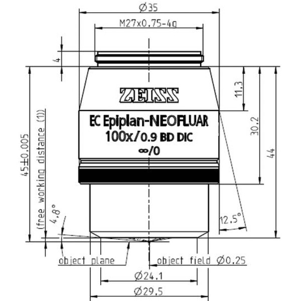 ZEISS Objective EC Epiplan-Neofluar 100x/0.9 HD DIC wd=1.0mm