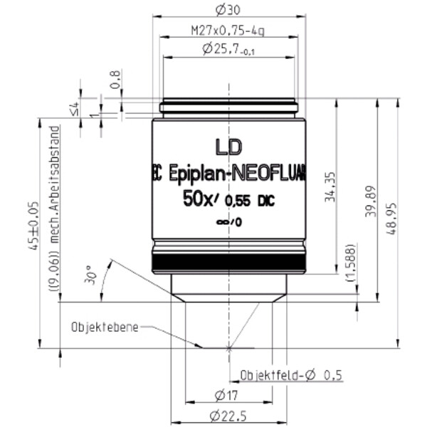 ZEISS Objective Objektiv LD EC Epiplan-Neofluar 50x/0,55 DIC wd=9,1mm