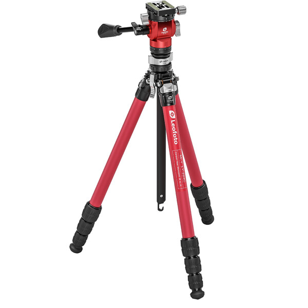 Leofoto Carbon tripod LY-224C Mr.Y + Video tilt head BV-0R + Levelling system LB-38 red