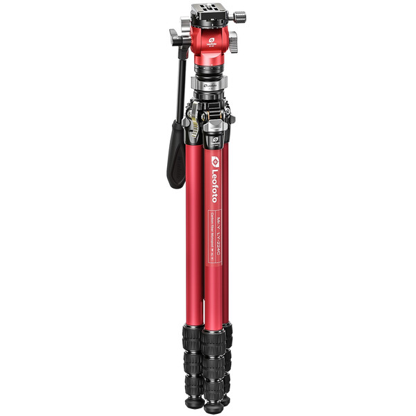 Leofoto Carbon tripod LY-224C Mr.Y + Video tilt head BV-0R + Levelling system LB-38 red