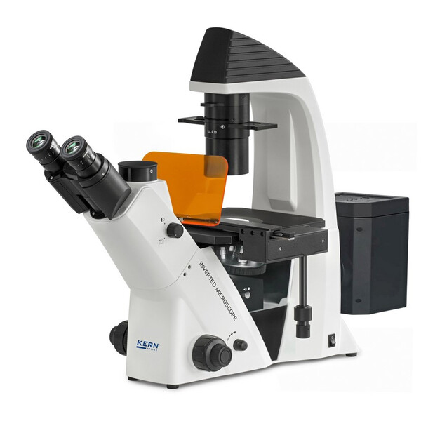 Kern Inverted microscope OCM 167, FL, PH, trino, Abbe N.A. 0.3 fixed Condensor, 10x-40x, Al, Dl, 5W LED