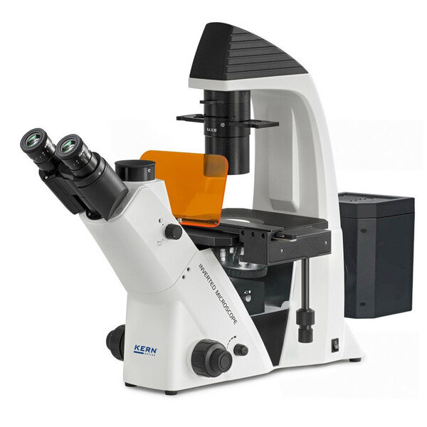 Kern Inverted microscope OCM 168, FL, PH, trino, Abbe-N.A.-0,3-Kondensor fix, 10x-40x, 5W LED, Al/Dl