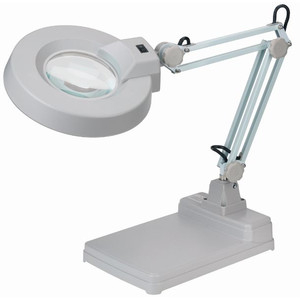 Schweizer Magnifying lamp scissor arm table base, 2x/Ø125mm, biconvex, 22W