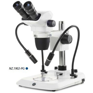 Euromex Stereo zoom microscope NZ.1702-PG, 6.5-55x, Column, 2 Goosenecks, Transmitted light, bino