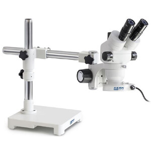 Kern Stereo zoom microscope OZM 902, bino, 7x-45x, HSWF, Tripod, single arm w. table top, ring light LED 4.5 W