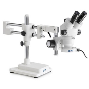 Kern Stereo zoom microscope OZM 922, bino, 7x-45x, HSWF10x23mm, Tripod, double arm (515 mm x 614 mm) w. table top, ring light LED 4.5 W