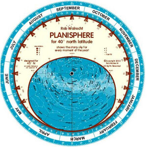 Rob Walrecht Sterrenkaart Planisphere 40°N 25cm