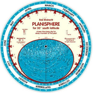 Rob Walrecht Sterrenkaart Planisphere 30°S 25cm