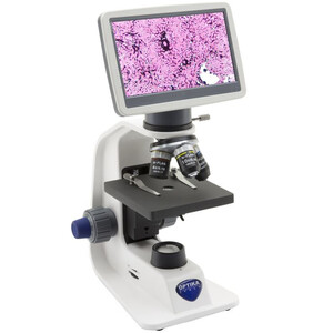 Optika Microscope B-151R-PLV, digital, mono, DIN, n-plan, 40x-400x, X-LED 1W, 2 MP, 30fps, LCD, +head, rechargeable battery