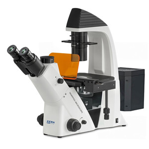 Kern Microscopio invertido OCM 168, FL, PH, trino, Abbe-N.A.-0,3-Kondensor fix, 10x-40x, 5W LED, Al/Dl