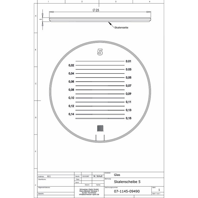 Schweizer Vergrootglazen Schaal 5, voor Tech-Line standloepen