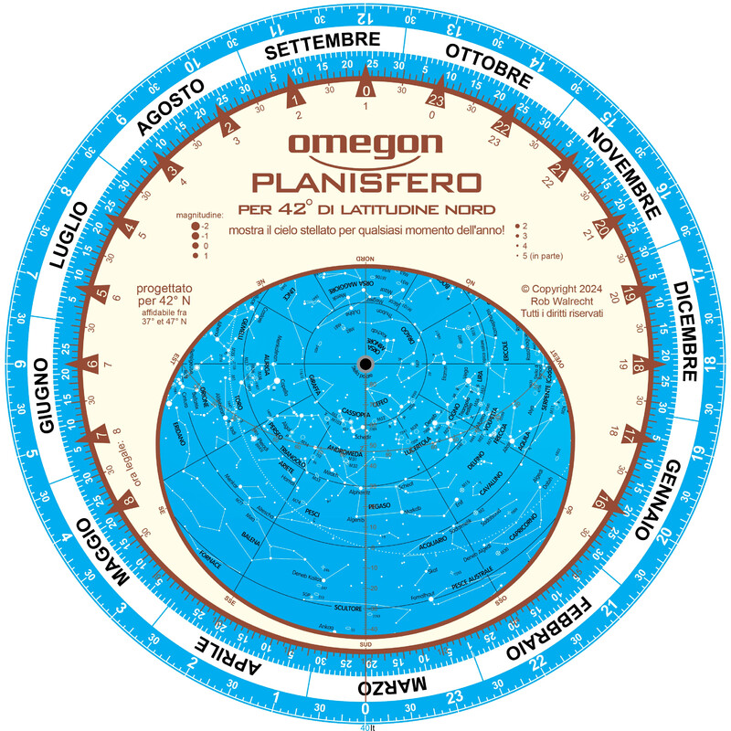 Omegon Sterrenkaart planisfeer (Italiaans)