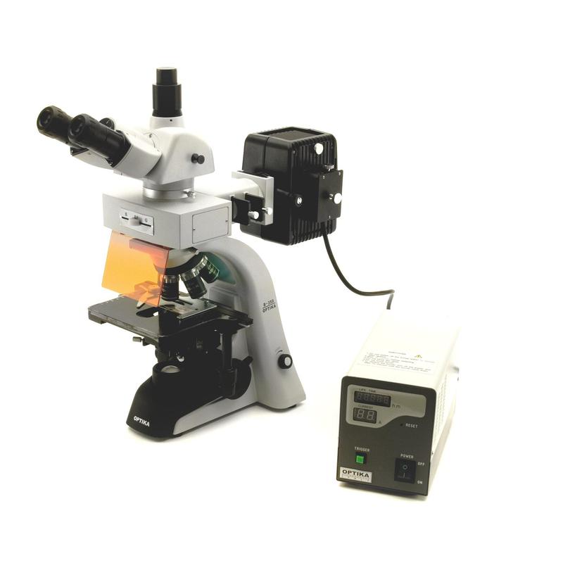 Optika Microscope B-353FL, trinocular, HBO  fluorescence, X-LED