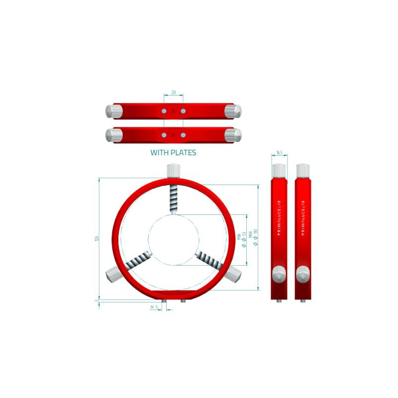 PrimaLuceLab Abrazaderas para tubo guía PLUS de 115 mm