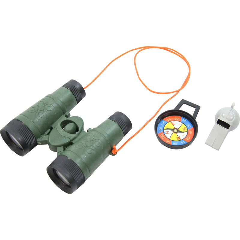 Discovery set with binoculars, compass and whistle