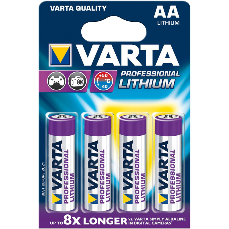 pack 4 Professional lithium of Mignon (AA) batteries, Varta