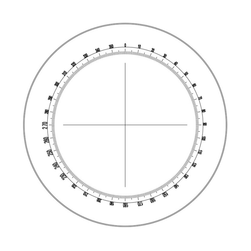 Motic Micrometeroculair WF10X/23mm, gradenboog 360º, 30º onderverdeling en dradenkruis