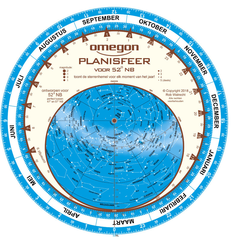 Omegon Star chart Planisphere 25cm / 52°